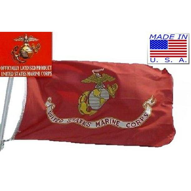 3x5 Embroidered Black USMC Marine Corps Double Sided 600D Nylon Flag Clips/Book
